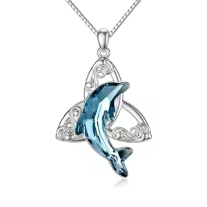 Celtic Knot Dolphin Crystal Necklace