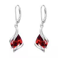 TOUPOP Sterling Silver Birthstone Teardrop Dangle Earrings Fine Jewelry Gifts-color_name:01-January-Garnet