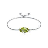 wholesale Bracelet For Women 925 Sterling Silver Dainty Simple Gemstone Link Bracelet Fine Jewelry Birthday Christmas Gifts For Women Her Mom (fully Adjustable To 9 Inches) -color_name:A-Peridot-August