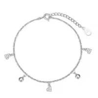 TOUPOP Sterling Silver & Crystal Star Charm Bracelet Adjustable Christmas Gift-style_name:Zircon Pendant Anklet