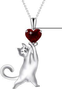 wholesale TOUPOP Cat Gifts Cat Necklace For Cat Lover Cat Pendant With Birthstone 925 Sterling Silver Cat Jewelry Birthday Gift For Women Mom Girlfriend Wife Sister (cat-1) -undefined