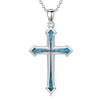 wholesale Cross Necklace For Women S925 Sterling Silver Cross Necklace Religious Celtic Cross Jewelry Gifts For Women Men Wife Sisters Friend Daughter Son Birthday Christmas -style_name:Turquoise Cross