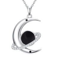 wholesale Moon And Planet Necklace Sterling Silver Gemstone Necklace For Women Space Planet Jewelry Christmas Gifts For Women Wife -style_name:Black Onyx