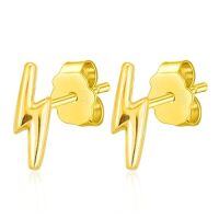 TOUPOP 14K Gold Moissanite Ball Star Heart Teardrop Love Knot Stud Earrings-style_name:Gold Lightning Stud 14k Gold