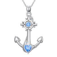 wholesale TOUPOP Anchor Dolphin/mermaid/turtle/starfish/dolphin Necklace For Women 925 Sterling Silver Anchor Nautical Necklace Graduation Gift Ocean Pendant For Women -style_name:Compass