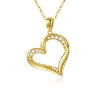 TOUPOP 14k Gold Crystal Y Lariat Necklace with Diamond Heart Celtic Knot-style_name:Heart Necklace-E