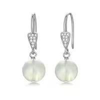 TOUPOP Sterling Silver Crystal Dangle Stud Earrings Women Girls Gift-color_name:Prehnite Stone