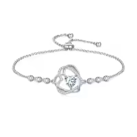 TOUPOP Sterling Silver Birthstone Double Heart Bracelet Love Forever Jewelry Gifts-color_name:04-April-Simulated Diamond