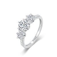 wholesale TOUPOP 3ct Moissanite Engagement Wedding Ring For Woman 925 Sterling Silver Moissanite Three Stone Rings D Color Vvs1 Promise Diamond Ring Anniversary Valentine's Day Gifts For Wife Girlfriend Size 6-9 -ring_size:6,style_name:3 stone engagement ring