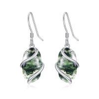 wholesale Earrings For Women 925 Sterling Silver Dainty Gemstone Dangle Drop Earrings Fine Jewelry Birthday Christmas Gifts For Women Her Mom -color_name:Dangle-Moss Agate