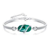 wholesale 925 Sterling Silver Bracelet For Women Gemstone Bracelet Bangle Fine Jewelry Birthday Christmas Gifts For Women Her Wife Mom -color_name:A-Emeral
