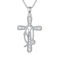 wholesale Birthstone Cross Stethoscope Necklace 925 Sterling Silver Nursing Necklace Pendant Nurse Jewelry Birthday Graduation Christmas Gifts For Women -style_name:4-Apri-Diamond