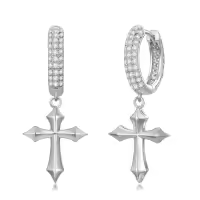 TOUPOP Sterling Silver Stone Dangle Earrings For Men Women-style_name:CZ Earrings