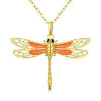 TOUPOP 14K Gold & Stone Animal Necklaces for Women-style_name:Dragonfly Necklace-B