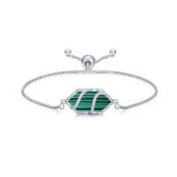 wholesale Bracelet For Women 925 Sterling Silver Hexagon Gemstone Link Bracelet Fine Jewelry Birthday Christmas Gifts For Women Her -color_name:Malachite