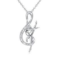 wholesale Sports Necklace For Women 925 Sterling Silver Cross Football/soccer/softball/volleyball Necklace Pendant Sports Jewelry Christmas Gifts For Women -style_name:3-Gymnastics music