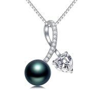 wholesale Black Pearl Necklace For Women Sterling Silver Heart Black Pearl Pendant Necklace Anniversary Jewelry Christmas Valentine Birthday Gifts For Women Wife Her -style_name:Heart Necklace 2