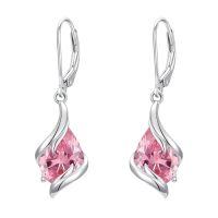 wholesale Birthstone Earrings For Women 925 Sterling Silver Teardrop Dangle Earrings Fine Jewelry Birthday Christmas Gifts For Women Her Wife Girlfriend -color_name:10-October-Pink Tourmaline