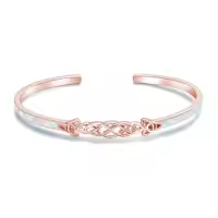 TOUPOP Sterling Silver Opal Cuff Bangle Bracelet For Women-style_name:12-Rose Gold Plated Celtic Opal Bracelet