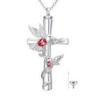 wholesale Hummingbird Cross Urn Necklaces For Ashes Women White Gold Plated S925 Sterling Silver Funnel Filler Memorial Cremation Jewelry With Citrine November Birthstone Xmas Gifts Ideas Sympathy Gifts For Women Loss Of Loved One -color_name:Hummingbird Cross Urn-Jan