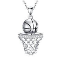 wholesale TOUPOP Volleyball/baseball/basketball Necklace 925 Sterling Sliver Sport Necklace For Women Men Sport Jewelry Gifts For Sports Fans -style_name:Basketball