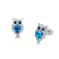 TOUPOP 925 Sterling Silver Crystal Animal Stud Earrings For Women Gifts-style_name:Owl