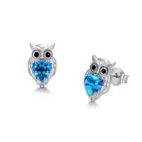 wholesale TOUPOP Giraffe/highland Cow/sloth/panda/elephant/cat/dachshund/owl/bat Crystal Stud Earrings 925 Sterling Silver Animals Earrings For Women Anniversary Birthday Halloween Christmas Gifts For Her -style_name:Owl