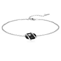 TOUPOP 925 Sterling Silver Gemstone Dainty Ankle Bracelet-color_name:Black Onyx