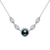 wholesale Black Pearl Celtic Necklace Sterling Silver Black Freshwater Pearl Celtic Knot Pendant Necklace Anniversary Jewelry Christmas Birthday Gifts For Women Mom Wife Her -style_name:Freshwater Pearl