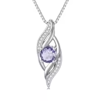 TOUPOP Sterling Silver Birthstone Infinity Necklace Women's Love Jewelry Gift-color_name:06-June-Alexandrite