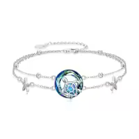 TOUPOP 925 Sterling Silver Layered Turtle Ankle Bracelet Beach Ocean Jewelry-style_name:Turtle-c