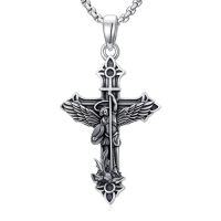 wholesale TOUPOP Christmas Gifts For Men 925 Sterling Silver Saint Amulet Necklace For Men Women Protection Medal Pendant Religious Necklace Catholic Jewelry Birthday Gifts For Father Son Husband Grandfather Police -style_name:A05-St Michael-Sword(Cross)