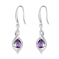 TOUPOP Sterling Silver Birthstone Earrings Infinity Love Jewelry Gift-color_name:02-February-Amethyst