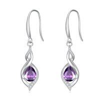 wholesale Birthstone Earrings For Women 925 Sterling Silver Infinity Love Jewelry Birthday Christmas Gifts For Women Mom Wife Girlfriend -color_name:02-February-Amethyst