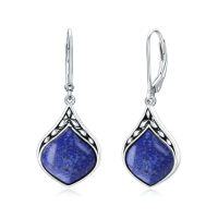 wholesale Teardrop Earrings 925 Sterling Silver Vintage Irish Celtic Natural Gemstone Dangle Earrings Jewelry Chritmas Gifts For Women Her Mom -color_name:Lapis Lazuli