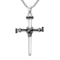 TOUPOP Sterling Silver Nail Cross Pendant Religious Faith Jewelry Gift-style_name:Nail Cross
