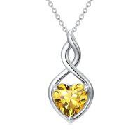wholesale Infinity Birthstone Necklace 925 Sterling Silver Heart Love Infinity Pendant Fine Jewelry Birthday Christmas Gifts For Women Girlfriend Wife -color_name:11-November-Citrine