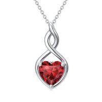 wholesale Infinity Birthstone Necklace 925 Sterling Silver Heart Love Infinity Pendant Fine Jewelry Birthday Christmas Gifts For Women Girlfriend Wife -color_name:01-January-Garnet