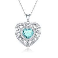 wholesale 925 Sterling Silver Heart Celtic Necklace With 12 Birthstone Jewelry Birthday Anniversary Christmas Gifts For Her Wife Girlfriend Mom -color_name:12-Dec-Blue Topaz