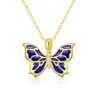 TOUPOP 14K Gold & Stone Animal Necklaces for Women-style_name:Butterfly Necklace-C