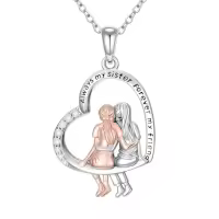 TOUPOP Sterling Silver & Stone Sisters Necklace, Forever My Friend Gift-style_name:13-Sisters