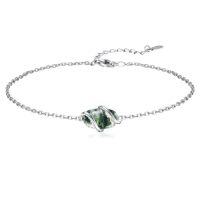 wholesale Anklet For Women 925 Sterling Silver Dainty Gemstone Ankle Bracelet Beach Fine Jewelry Summer Christmas Gifts For Women Her -color_name:Moss Agate