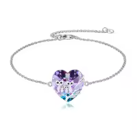 TOUPOP Sterling Silver Crystal Owl Bracelet Earrings Jewelry For Women-style_name:Four Owls