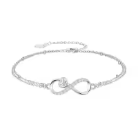 TOUPOP Sterling Silver Ankle Bracelets For Women Adjustable Anklet Elegant Foot Jewelry-style_name:Cubic Zirconia Infinity Anklet