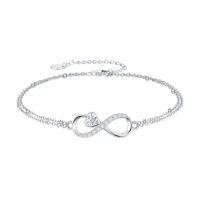 wholesale TOUPOP 925 Sterling Silver Ankle Bracelets For Women Adjustable Anklet Elegant Foot Jewelry Birthday Gift For Her Wife Mom Girlfriend -style_name:Cubic Zirconia Infinity Anklet