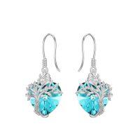 wholesale TOUPOP Tree Of Life Earrings 925 Sterling Silver Family Tree Dangle Drop Earrings Crystal Jewelry Birthday Christmas Gifts For Women Her -style_name:Heart-3-March-Aquamarine
