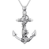 wholesale Anchor Necklace 925 Sterling Silver Nautical Pendant Jewelry Sailor Gifts For Women -style_name:Filigree Leaf