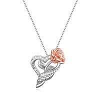 wholesale TOUPOP Sterling Silver Necklace For Women Letter/turtle/compass/anchor/mom Gift/pineapple/butterfly/shark Tooth/lotus Jewelry Gift For Women -color_name:Rose Necklace for Mom Nana