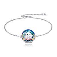 wholesale Frog Bracelet S925 Sterling Silver Crystal Frog Jewelry For Women Birthday Christmas Gifts -style_name:Two Frogs-Blue Circle Crystal