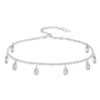 TOUPOP Sterling Silver Ankle Bracelets For Women Adjustable Anklet Elegant Foot Jewelry-style_name:A-Teardrop